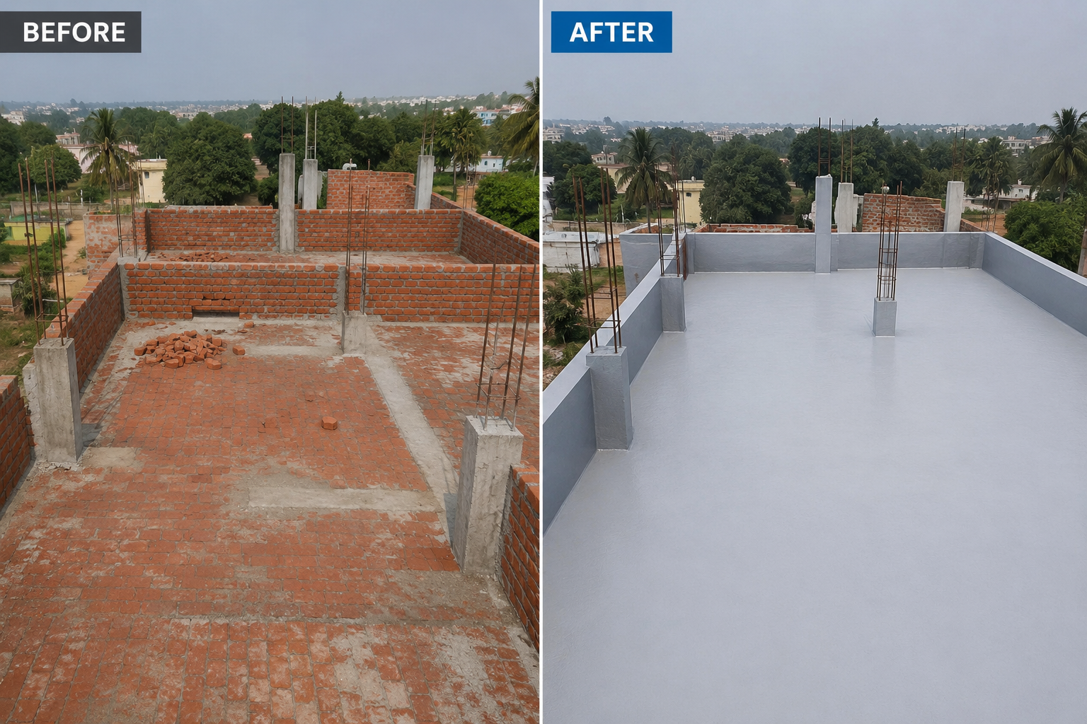 Terrace Waterproofing Before After