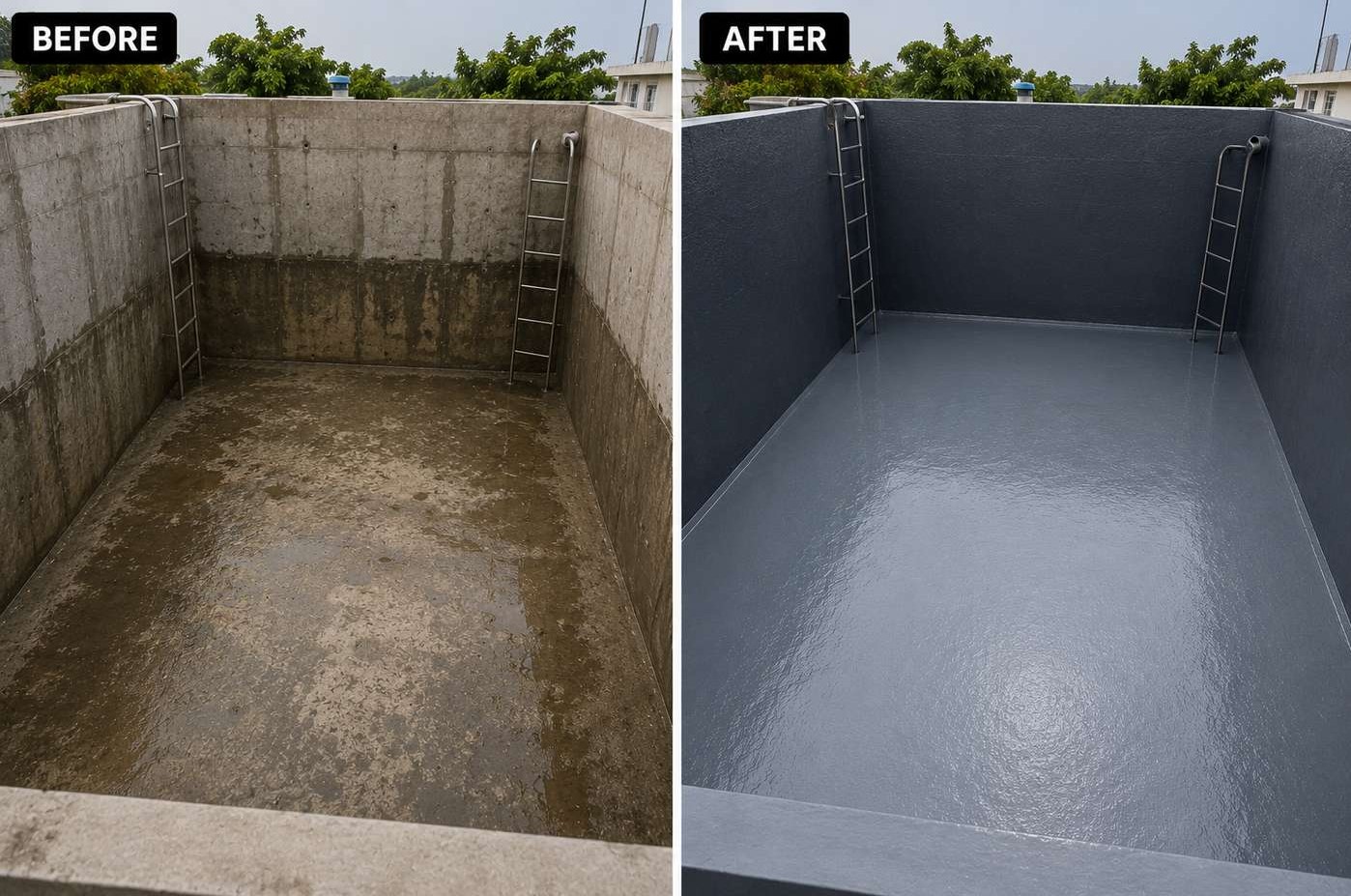 Water Tank Waterproofing Before After